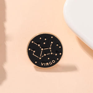 Venta al por mayor de pines de solapa de metal esmaltado chapados en oro con 12 constelaciones de <span class=keywords><strong>amor</strong></span>, personalizados: Aries, Escorpio, Géminis, Libra, Piscis, Leo - Product Image 3