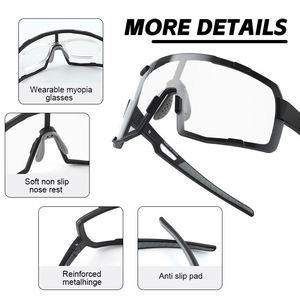 Lunettes de soleil de cyclisme photochromiques surdimensionnées personnalisées avec logo, verres sportifs à teinte variable - Product Image 5