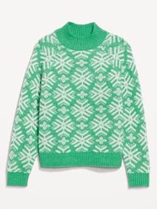 Women's Mock Neck Print Sweaters Knitted <strong>Pullover</strong> <strong>Jumper</strong> Tops - Product Image 3