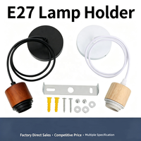 Support de suspension vintage en bois E27 de qualité supérieure avec cordon réglable et vis de plafond en cuivre pour accessoires d'éclairage DIY pour lampe