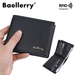 กระเป๋าสตางค์แบบสั้นสำหรับผู้ชายแบรนด์ Baellerry ป้องกัน RFID สีดำกาแฟ ดีไซน์เรียบง่าย ใช้สำหรับธุรกิจ มีช่องใส่เหรียญ - Product Image 3