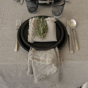 Linen Cotton Napkins with Tassels Raw Edge Fringe, Rustic Farmhouse Table Napkin Reusable <strong>Tea</strong> <strong>Towel</strong>, Boho Wedding - Product Image 4