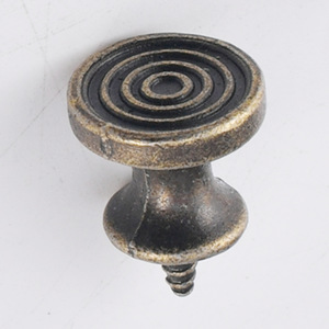 Tirador y pomo redondo de aleación de zinc bronce para muebles, cajones, tradicional, duradero, de un solo orificio - Product Image 1