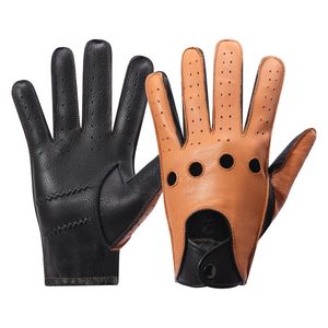 Gants en cuir véritable pour hommes, à doigts entiers, pour la conduite, la moto, les voyages, les activités de plein air, gants légers très vendus - Product Image 1