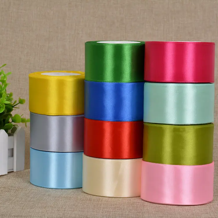 5cm 2 inches large flower ribbon polyester ribbon cake baking holiday decoration flower gift packaging solid color ribbon