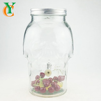 Pot en verre de 5l avec couvercle métallique et bouche d'eau, récipient de stockage transparent et avec couvercle de 1.3 gallons