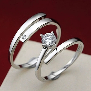 LT-043 S925 bague ouverte en argent Sterling mâle et femelle Couple petite amie bague coréenne bijoux en argent Sterling en gros - Product Image 1