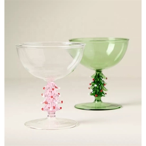 Copa de Vino de Cristal con Tallo Personalizada de Fábrica, Copa de Vino Colorida con Diseño de Árbol de Navidad para Decoración del Hogar, Bodas y Eventos - Product Image 1