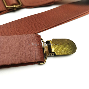 Tirantes elásticos anchos de moda al por mayor para fiesta de hombre, 3 Clips ajustables, tirantes de cinturón Y de cuero Pu con 3 Clips para pantalones - Product Image 4