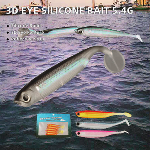 Cebo reflectante de cola de paleta de sábalo suave de silicona 5,4G 9,7G tira óptica integrada ojo 3D para señuelo de pez bajo - Product Image 2