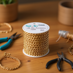 Catena in Metallo Ilan 8x11mm 18M Colore Oro per Creazione di Gioielli - Product Image 3