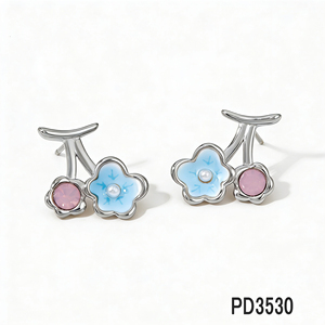 CLIORO Fashion Trendy Flower Stainless Steel <strong>Earrings</strong> Trendy Gold Plated Colorful Flower Enamel Stud <strong>Earrings</strong> Jewelry For Women - Product Image 6