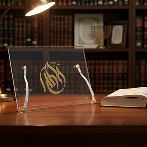 Support de Haggada en Acrylique Moderne et Luxueux avec inscription hébraïque dorée '<span class=keywords><strong>Shana</strong></span> Tova' pour la lecture et la présentation de la Haggada - Product Image 2