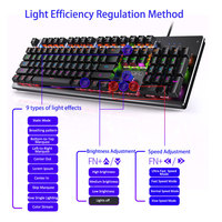 Clavier mécanique filaire USB 104 touches, axe bleu, clavier mécanique pour jeux PC, prend en charge le remplacement à chaud pour ordinateur de bureau