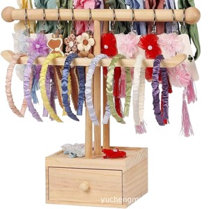 Estante de almacenamiento de diademas de madera para bebés, organizador de diademas de varias capas para escritorio, organizador de joyas de madera maciza para accesorios infantiles - Product Image 4