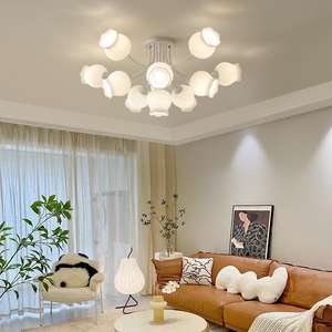 Lámpara de techo nórdica moderna de Orquídea de lirio Pastoral francesa para sala de estar, cálida, romántica, tranquila, viento, <span class=keywords><strong>crema</strong></span> media grande, E12, dormitorio, estudio - Product Image 4