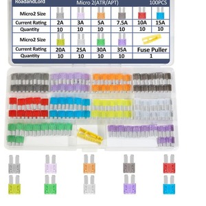 EParthub Juego de Fusibles Universales Micro2 <span class=keywords><strong>ATR</strong></span>/APT, 100 Piezas, 2A 3A 5A 7.5A 10A 15A 20A 25A 30A 35A, Codificados por Colores para Fácil Identificación - Product Image 1