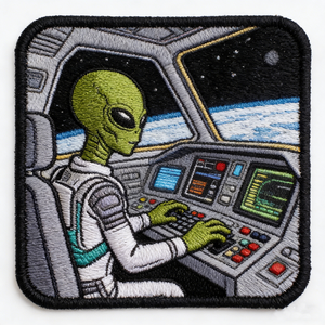Parche Bordado Personalizado de OVNI Alienígena, Insignia de Mezclilla para Coser, Aplique con Temática Espacial para Sombreros, Chaquetas, Bolsos y Ropa - Product Image 4