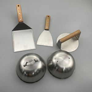 Kit de presse à burgers écrasés Melting Dome et spatule ronde pour burgers écrasés avec manche en bois - Product Image 1