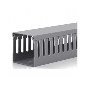 Canalina Portacavi Industriale in PVC da 2 Metri, Installazione Aperta, Grigia, Ignifuga, con Denti Fini - Product Image 2