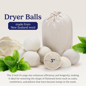 Boules de séchage réutilisables en laine 100% nouvelle-zélandaise, écologiques, lot de 6, adoucissant naturel premium pour le linge - Product Image 4