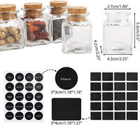 Pot en verre carré transparent de 50 ml, récipient alimentaire avec couvercle en liège pour biscuits, salades, gelées et gâteaux