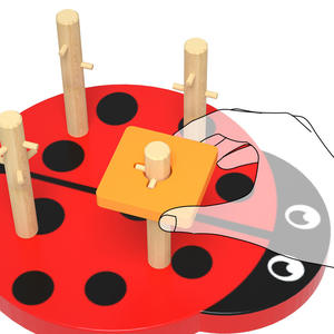 Sussidi didattici in età prescolare abbinati a forma di <span class=keywords><strong>scarabeo</strong></span> cartone animato animale forma geometrica set pilastro legno giocattoli educativi precoci per bambini - Product Image 3