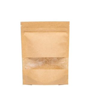 Tùy chỉnh lặp lại cấp thực phẩm kẹo đứng lên Kraft Túi giấy Kraft Giấy Ziplock Nut Snack bao bì túi với cửa sổ - Product Image 1