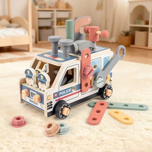 Nuovo Stile 2026 Giocattoli in Legno Fai-da-Te per Bambini, Set di Riparazione con Viti e Dadi, Divertente Gioco di Auto della Polizia - Product Image 6