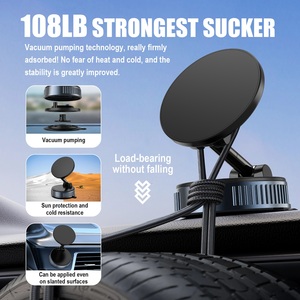 حامل شفط مغناطيسي OEM ODM للزجاج الأمامي للسيارة، لوازم الملاحة بالسيارة، أسود اللون - Product Image 3