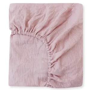 Vente en gros de draps de lit pour bébé Extra doux, drap-housse en mousseline de coton, drap-housse solide pour matelas de berceau Standard