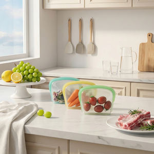 फैक्टरी थोक 200 मिलीलीटर पुनः प्रयोज्य बीपा-मुक्त सिलिकॉन बेबी दूध भंडारण बैग 100% प्लैटिनम सिलिकॉन खाद्य भंडारण बैग - Product Image 3