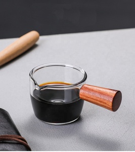 Qwz — nouvelle tasse en verre à poignée en bois, 50, 80ml, gobelet de mesure du lait, café, classique, à <span class=keywords><strong>bec</strong></span> unique - Product Image 5