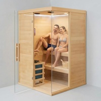 Sauna de Madera de Hemlock Sólido Moderna con Panel de Control Electrónico, Vapor Húmedo, Infrarrojos Lejanos, Portátil, para Casa o Apartamento