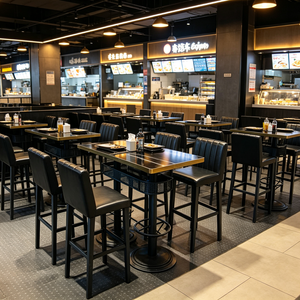 Table haute et chaises de bar <span class=keywords><strong>vintage</strong></span> personnalisées en acier inoxydable avec plateau en verre - Product Image 3