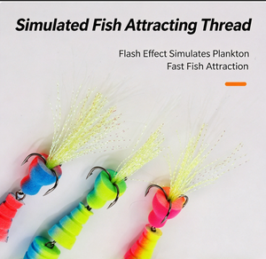 Esca da pesca bionica con 3 <span class=keywords><strong>ami</strong></span>, in schiuma EVA colorata, con ardiglioni, per lucci e mandarini, per uso fluviale, all'ingrosso - Product Image 3