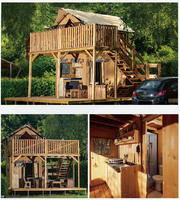 Tente de glamping safari de luxe à deux étages, prête à l'emploi, avec loft, toit en toile et structure en bois massif, pour hôtel, maison, famille, éco-responsable, personnalisable OEM