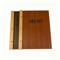 Menu personnalisé A4 en similicuir grain de bois pour hôtels et restaurants, avec clip pour menu de restaurant et livre de recettes à texture bois