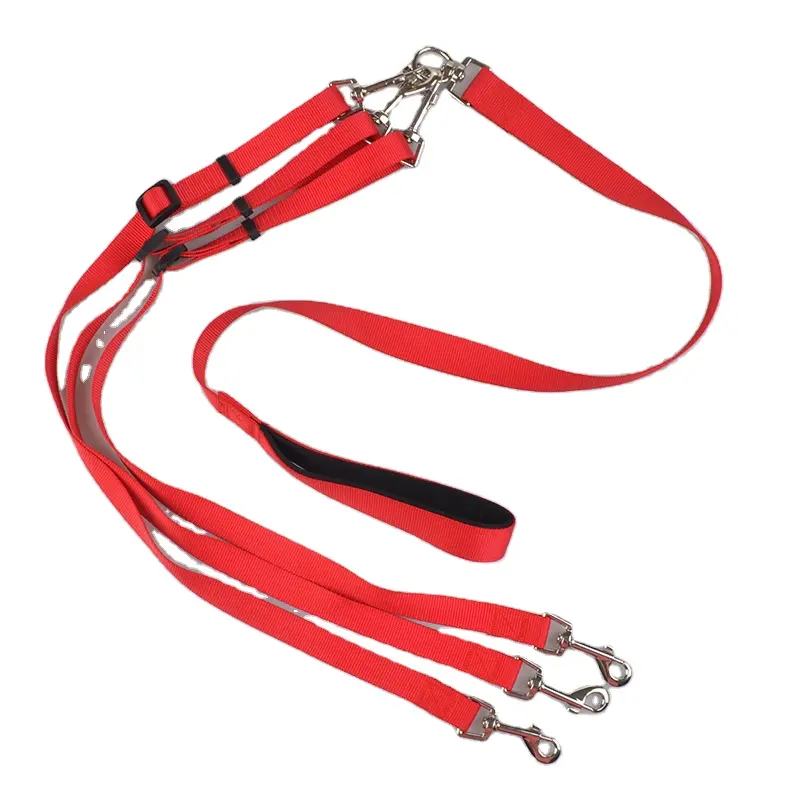 Manufacturers for nylon ribbon a drag three dog pull pet supplies adjustable three-head leash