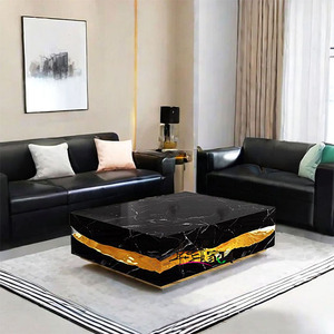 Mesa de Centro de Acero Inoxidable Cuadrada Creativa de Alta Gama para Sala de Estar Moderna Italiana con Función de Almacenamiento - Product Image 4