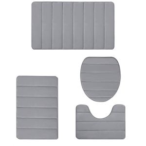 Ensemble de 4 tapis de salle de bain en polaire corail douce, antidérapant, épais et moelleux, avec couvre-couvercle de toilette en forme de U, idéal pour la maison et l'hôtel - Product Image 4