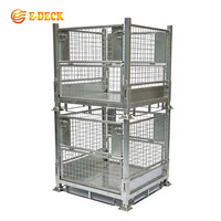 Chariots de stockage pliables en treillis métallique galvanisé à chaud, empilables