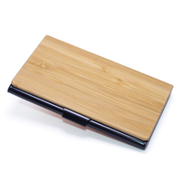 Casing Kartu Kayu Kenari Bisnis Wadah Kartu Rosewood Sandalwood Kotak Kartu Cherry Maple Penyimpanan Dompet Pemegang Kartu Kayu Bambu