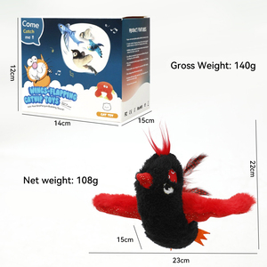 Sıcak kırmızı kuş kedi oyuncaklar dokunmatik aktif çırparak kanatları Sparrow interaktif akıllı kedi oyuncaklar USB Pet ürünleri - Product Image 5