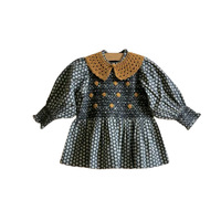 Robe en coton mélangé à motifs floraux pour filles, style rétro inspiré du vintage, qualité export, plissée avec des détails complexes, OEM ODM