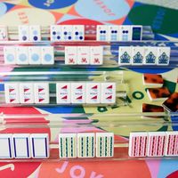 Ensemble de Mahjong américain de luxe en acrylique sculpté de 160 pièces TORTOISE & CREAM MOD MAHJONG TILES pour 4 joueurs, divertissement de casino