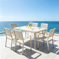 Ensemble de table à manger extensible en aluminium avec 6 chaises empilables, meubles de patio d'extérieur, résistant aux intempéries, antirouille, pour jardin, villa