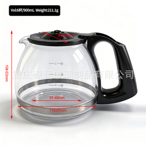 <span class=keywords><strong>Carafe</strong></span> à café en verre borosilicate 6 tasses, pièce pour machines à café à filtre, avec <span class=keywords><strong>carafe</strong></span> à café de style américain OST - Product Image 1