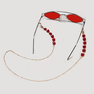 Chaîne de lunettes papillon en cristal Cordon de masque perlé Sangle de lunettes Collier porte-collier 2 en 1 - Product Image 4