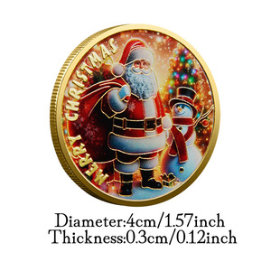 Feliz Navidad Moneda conmemorativa Regalo Chapado en oro Santa y muñeco de nieve Material de metal - Product Image 2